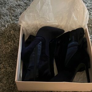 Elegant Navy Blue Knee-High Women's Boots